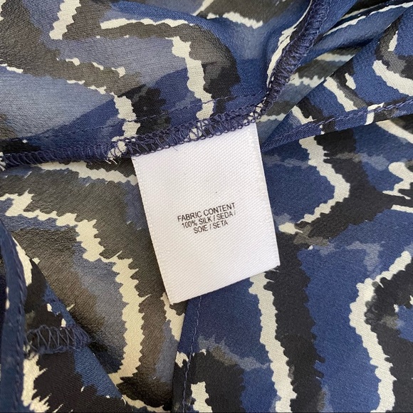 10 Crosby Derek Lam ruffled open shoulder belle sleeve sheer silk blouse blue 2 - Picture 10 of 12